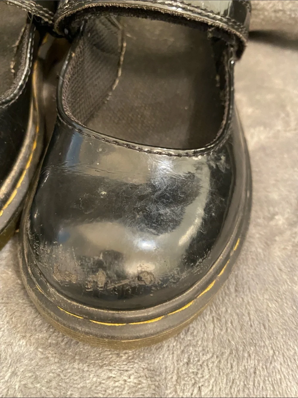 Dr. Martens Black Patent Mary Jane Kids Shoes with Strap